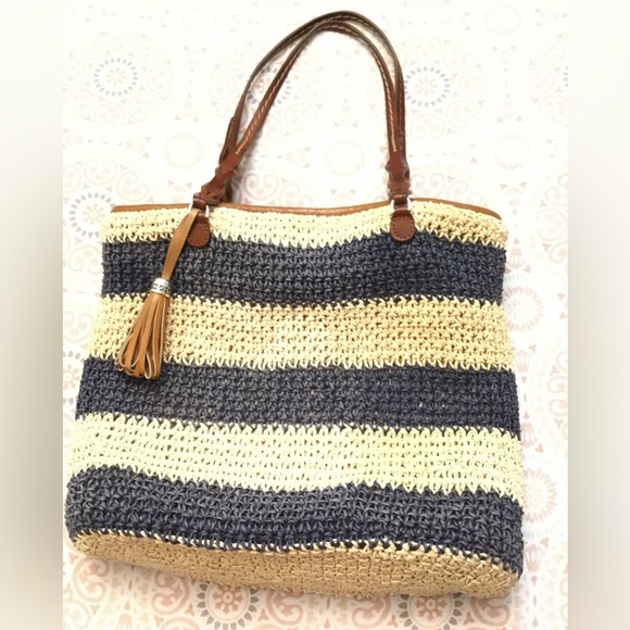 NEW Brighton Straw Stripe Medium Handbag w/o tags - Picture 2 of 10